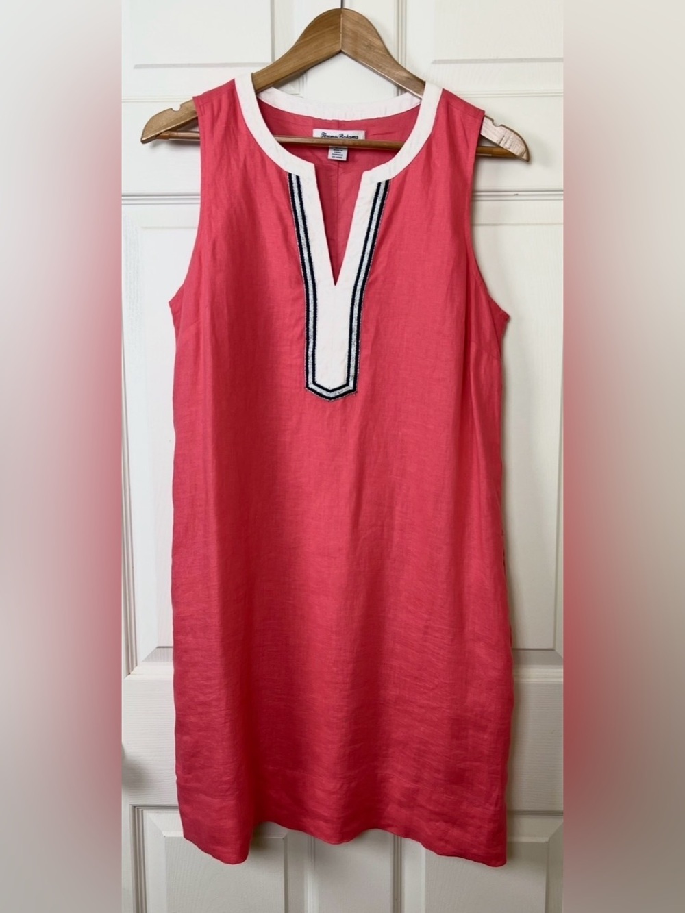 Tommy Bahama Dress Midi Coral Beach 100% Linen Cotton - Picture 2 of 6